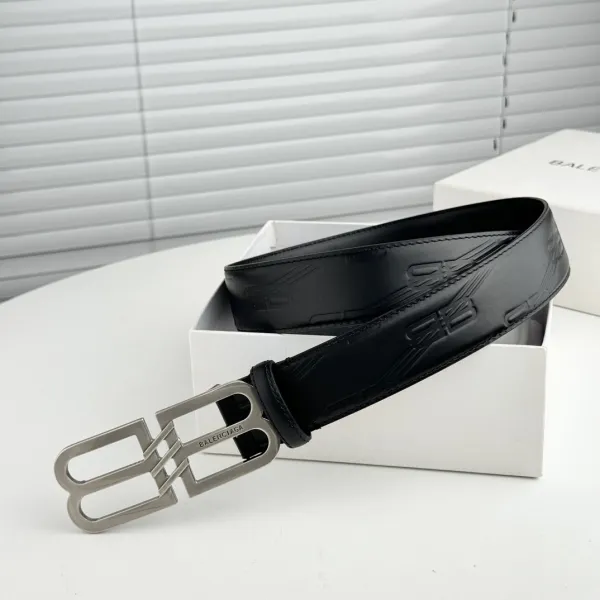 Balenciaga Men's BB Signature Belt In Black BB Monogram Calfskin With Gold/Silver Hardware 40mm - Image 7