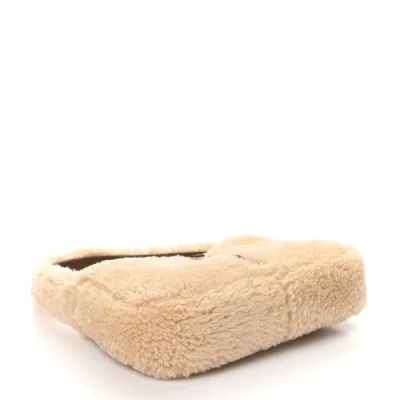 Saint Laurent Mini Le 5 À 7 Hobo Natural Beige Shearling Gold Hardware