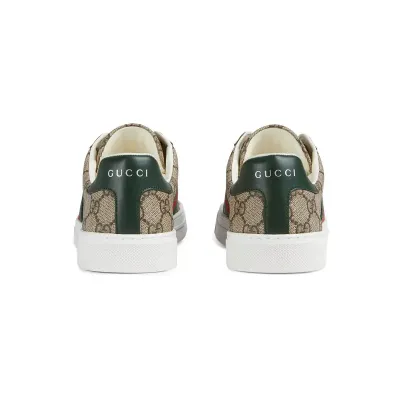 Gucci Ace series brown canvas sneakers woven fabric women's sports shoes