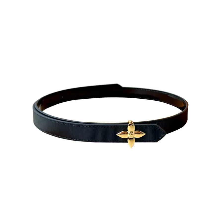 Louis Vuitton Women's Flowergram Reversible Belt In Black/White/Blue Monogram Reverse Canvas With Gold/Silver Hardware 20mm