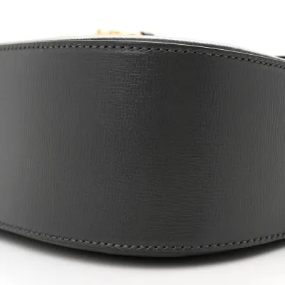 Gucci Small Web Horsebit 1955 Shoulder Bag Graphite Grey Azalea Calfskin Leather Gold Hardware