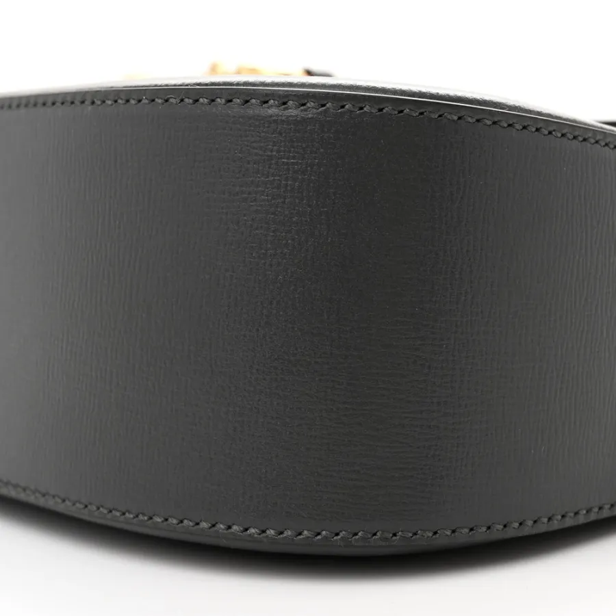 Gucci Small Web Horsebit 1955 Shoulder Bag Graphite Grey Azalea Calfskin Leather Gold Hardware