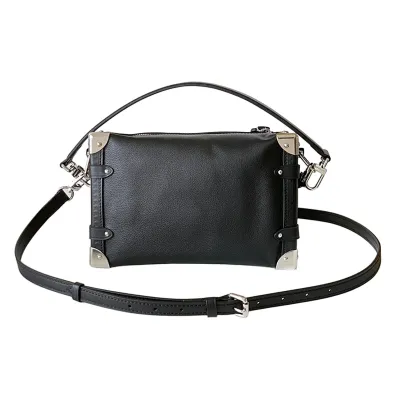 Louis Vuitton Side Trunk MM Black/Beige Calfskin Leather Gold/Silver/Black Hardware