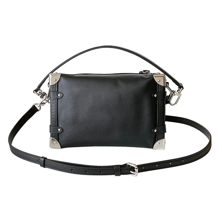 Louis Vuitton Side Trunk MM Black/Beige Calfskin Leather Gold/Silver/Black Hardware