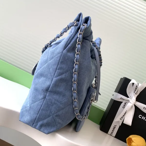 Chanel 22bags Denim Light Blue / Light Pink Shoulder Bags - Image 3