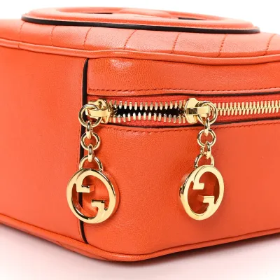 Gucci Small Diagonal Stitched Blondie Shoulder Bag Orange Calfskin Leather Gold Hardware