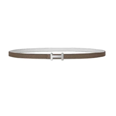 Hermès Women' s Focus H Buckle Belt In Brown/Black/Orange/White/Etoupe Calfskin With Gold/Silver Hardware 13mm