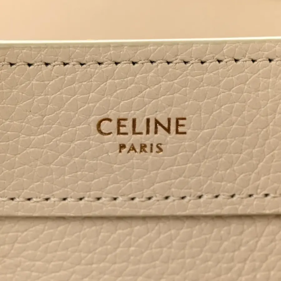 Celine Nano Luggage Bag Ivory Drummed Calfskin Leather