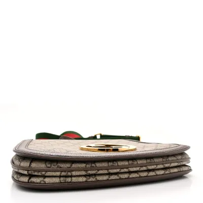 Gucci Medium Blondie Top Handle Shoulder Flap Bag Beige / Ebony / New Acero GG Supreme Monogram Canvas & Textured Dollar Calfskin Leather Brass Hardware