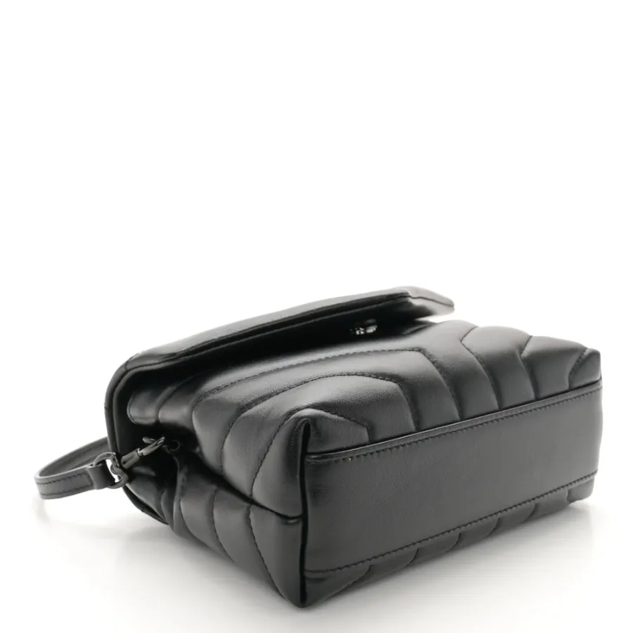 Saint Laurent Mini Loulou Crossbody Bag Black Y-Quilted Monochrome Monogram Calfskin Leather Black Hardware