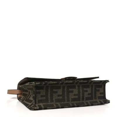 Fendi FF 1974 Wallet On Chain Tobacco/Moro Jacquard Fabric Gold Hardware