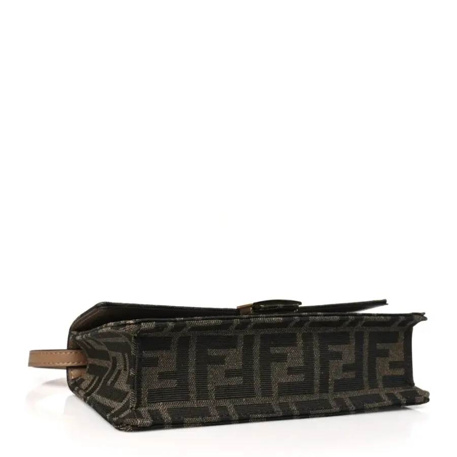 Fendi FF 1974 Wallet On Chain Tobacco/Moro Jacquard Fabric Gold Hardware