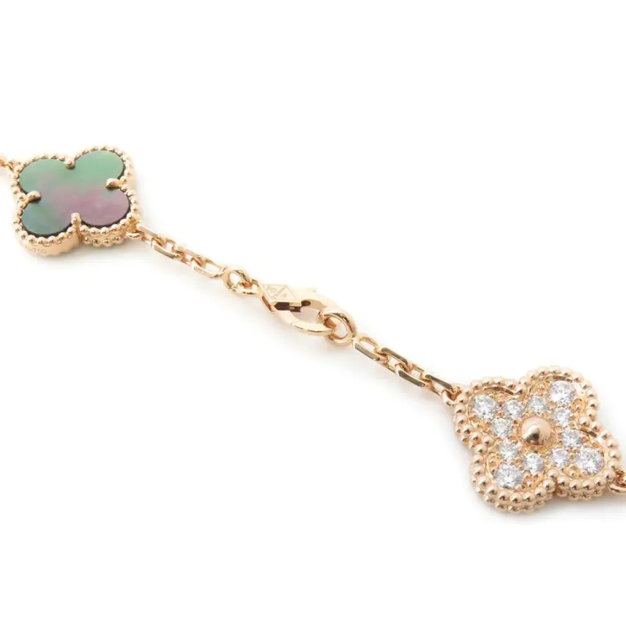 Van Cleef & Arpels Vintage Alhambra Necklace 20 motifs Gray shell