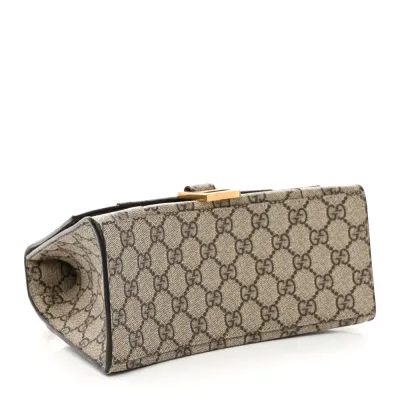 Balenciaga Small Hourglass Top Handle Bag Beige/Ebony GG Supreme Monogram x Gucci Gold Hardware