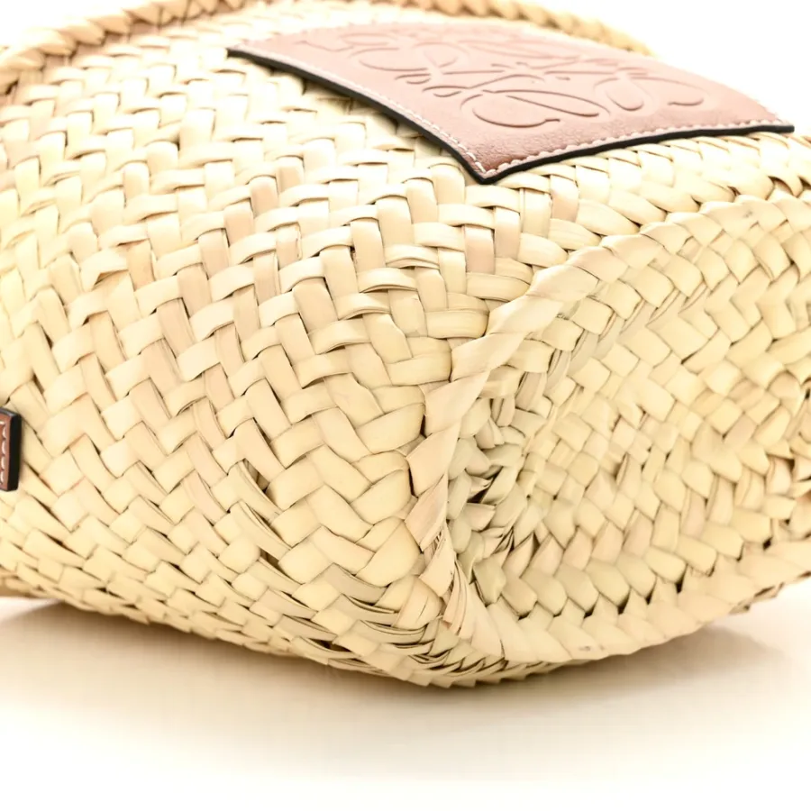 Loewe Leaf Palm Drawstring Bucket Bag Mini Natural/Tan Calfskin Leather