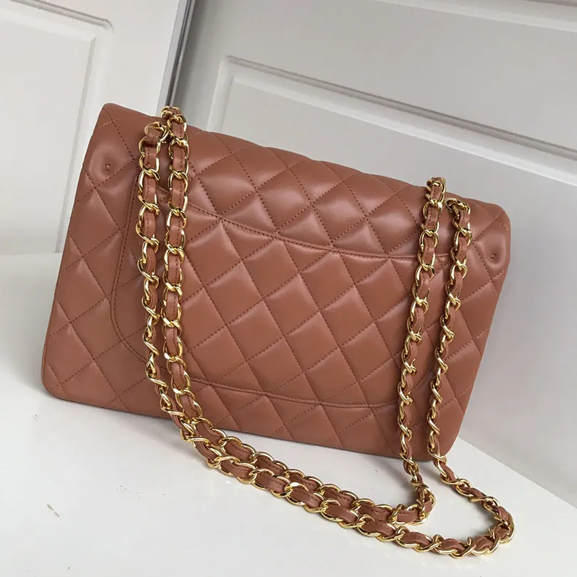 Chanel CF Caramel Colour / White Quilted Lambskin Leather Crossbody Bags