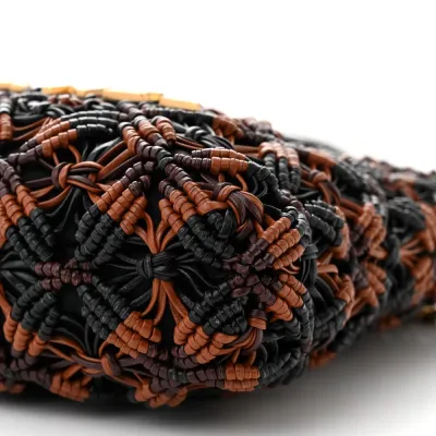 Chanel Mini Black / Light Brown / Burgundy Chanel 22 Calfskin Leather Macrame Aged Gold Hardware