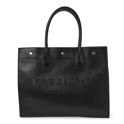 Saint Laurent Small Rive Gauche Tote Black Smooth Calfskin Leather