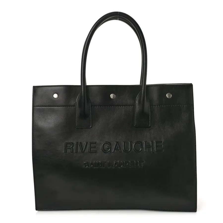 Saint Laurent Small Rive Gauche Tote Black Smooth Calfskin Leather
