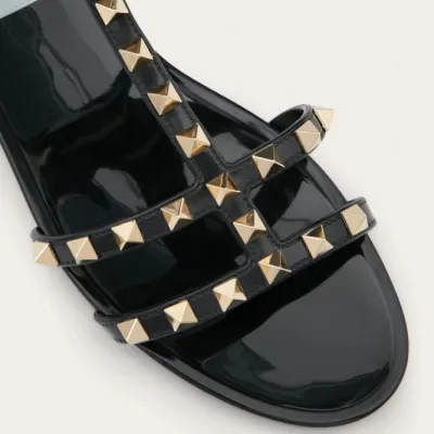 VALENTINO Black Studded flat sandals