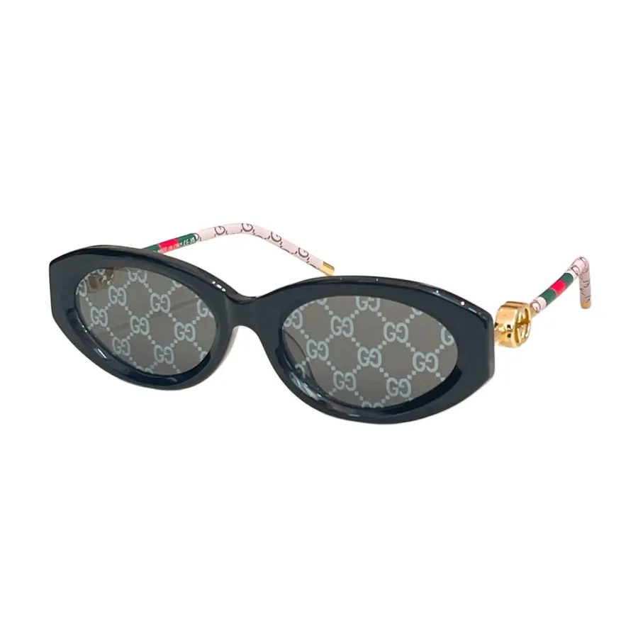 Gucci Oval glasses leopard/natural salmon/transparent black/black/black brown/leopard brown/black orange/natural salmon red/black with grey guccissima color Size 55口20-145