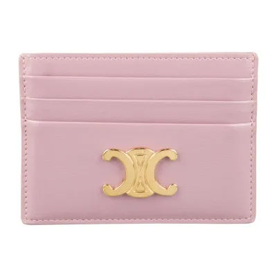 Celine Small Card Holder Purple Triomphe Leather Gold Hardware