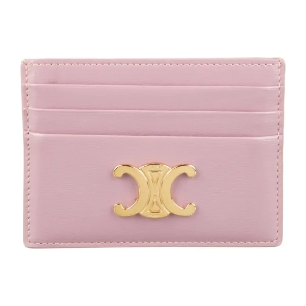Celine Small Card Holder Purple Triomphe Leather Gold Hardware - Image 2