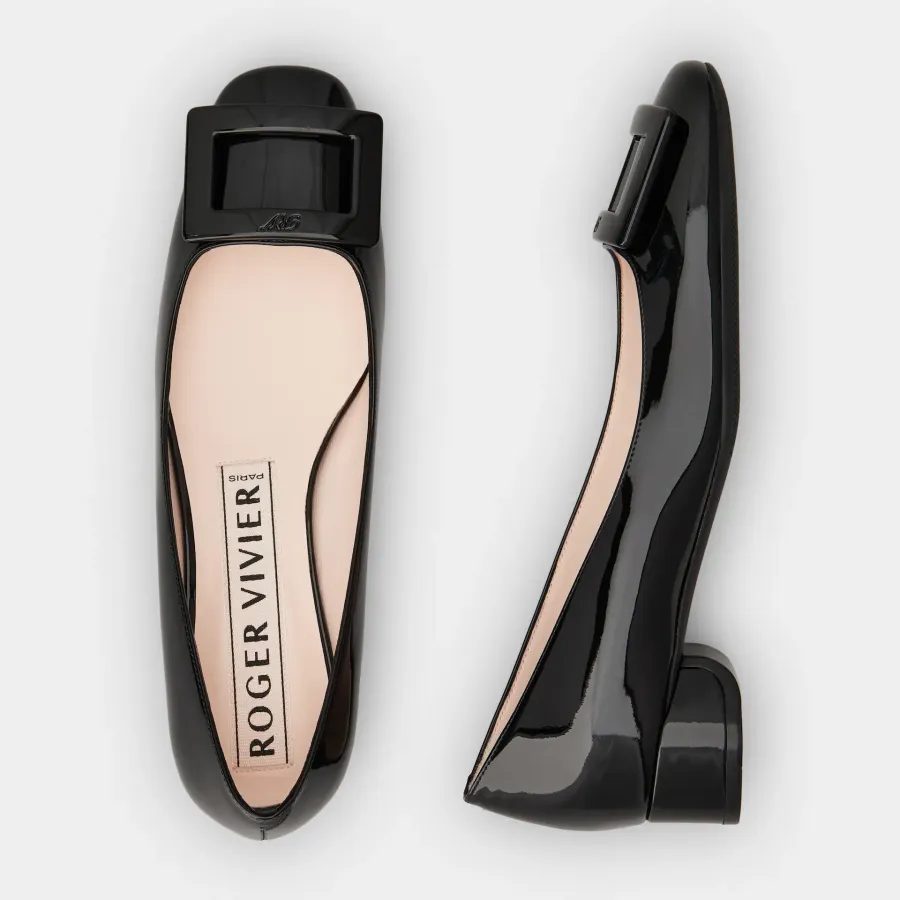 Roger Vivier U Look Ballerinas In Black Patent Leather With Lacquered Buckle (Heel Height 2.5cm)