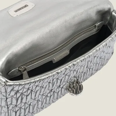 Miu Miu Quilted Lambskin Leather Silver Evening Bags