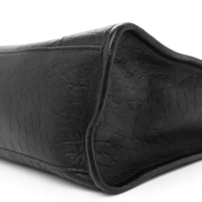 Balenciaga S City Classic Black Crocodile Embossed Matte Supple Lambskin Leather Incognito Hardware