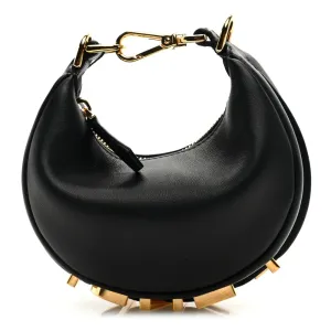 Fendi Nano Fendigraphy Hobo Charm Black Matte Grace Vitello Leather Gold Hardware