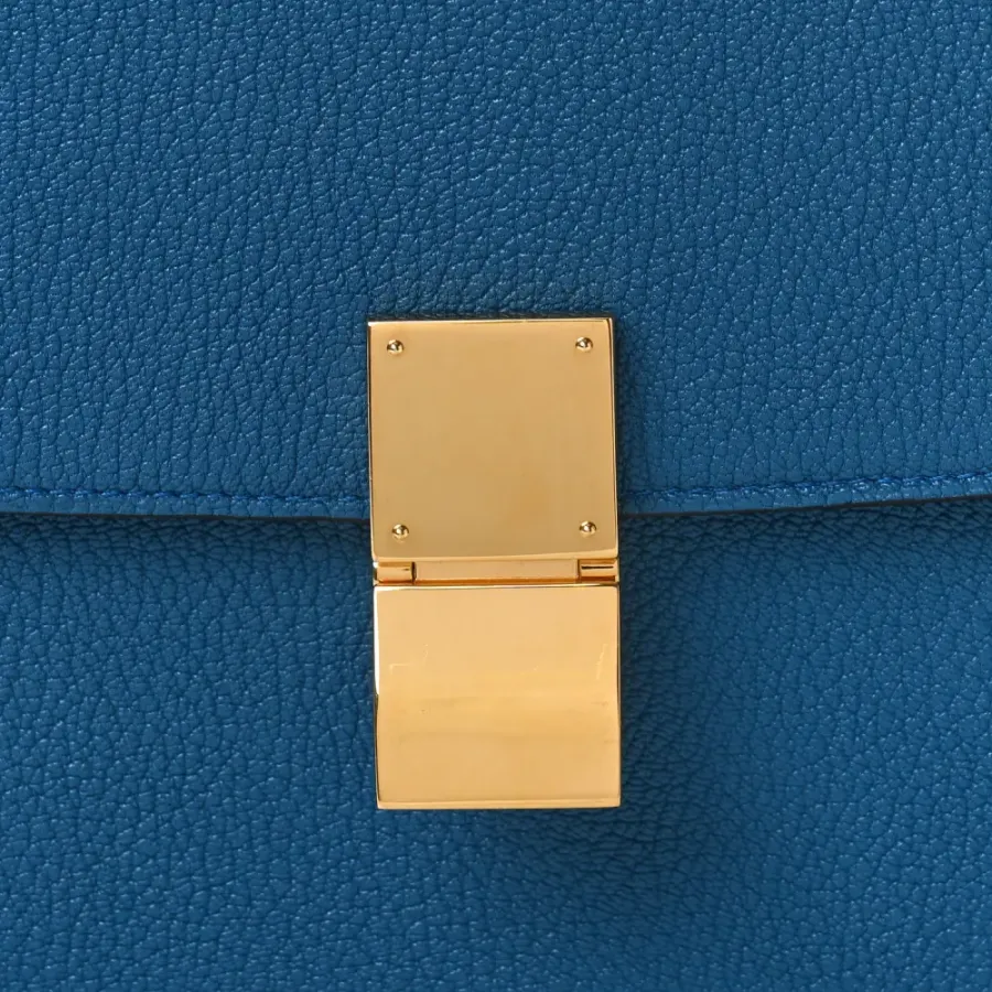 Celine Medium Classic Box Flap Bag Deepsea Goatskin Leather Gold Hardware