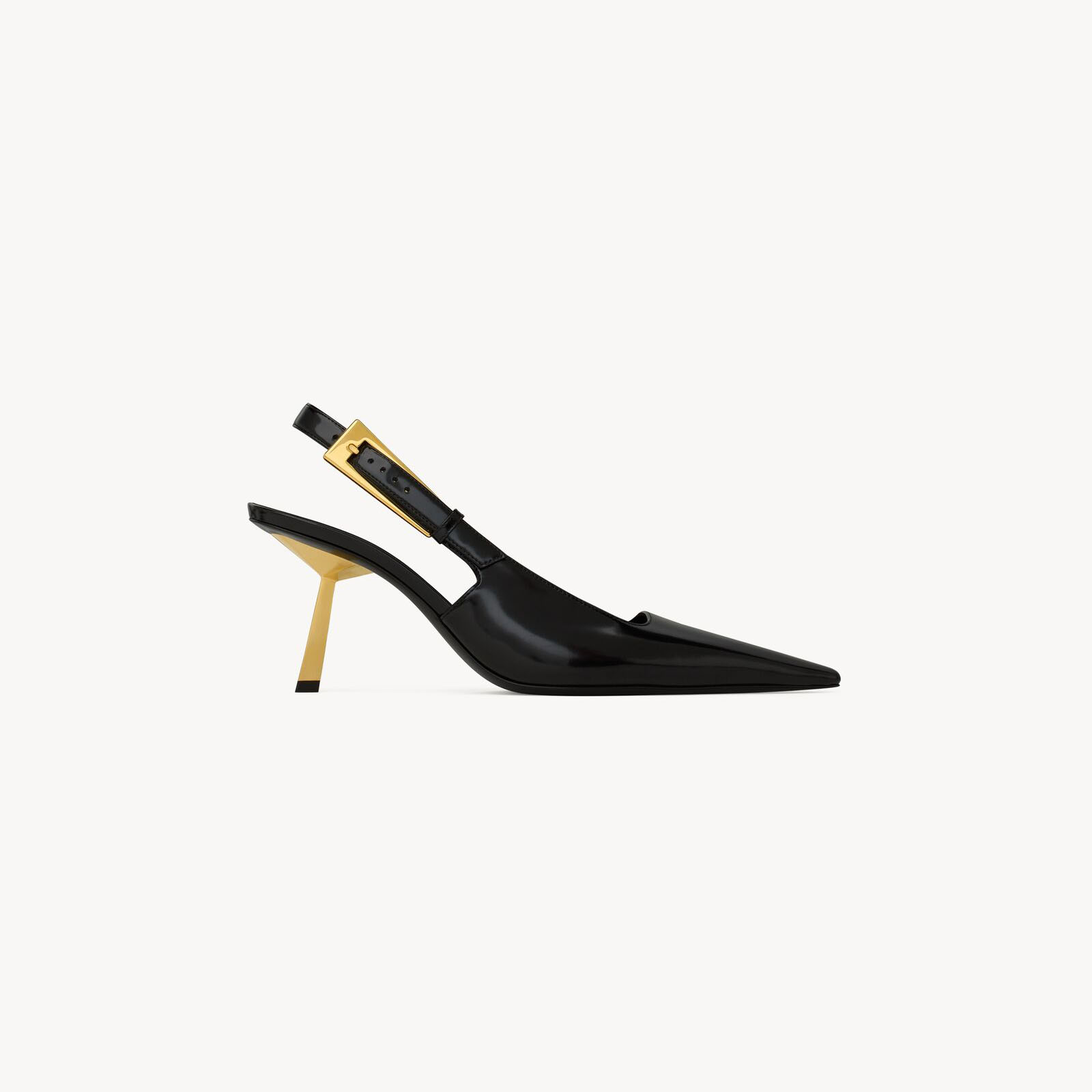 Yves Saint Laurent salto alto de couro preto Sleek.