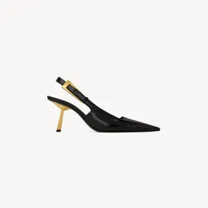 Yves Saint Laurent black Sleek leather high heels