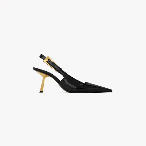 Yves Saint Laurent black Sleek leather high heels