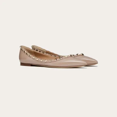 VALENTINO Patent studded Flat Shoes