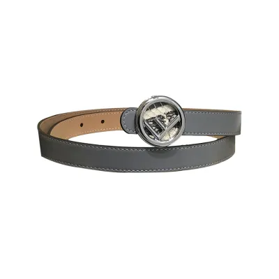 Fendi Women's F Logo Round Buckle Belt In Black/Brown/Grey/Pink Calfskin With Gold/Silver Hardware 20mm