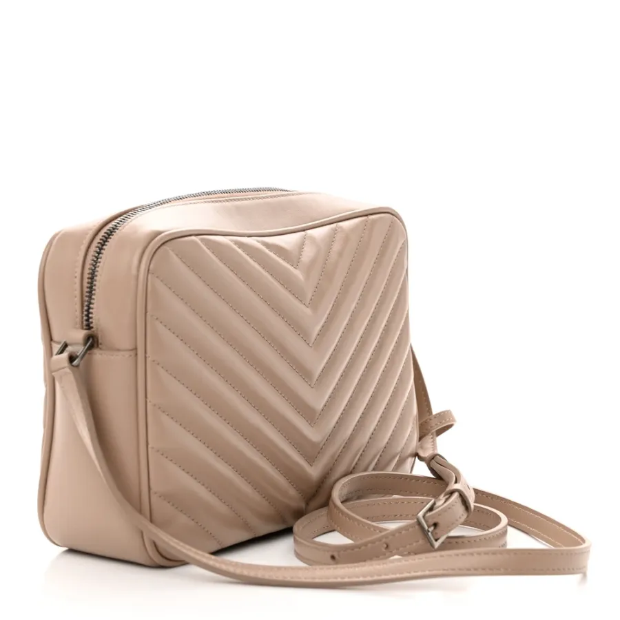 Saint Laurent Medium Lou Camera Bag Dark Beige Monogram Calfskin Matelasse Leather Ruthenium Hardware