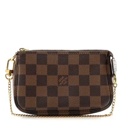 Louis Vuitton Mini Pochette Accessoires Damier Ebene Canvas Gold Hardware