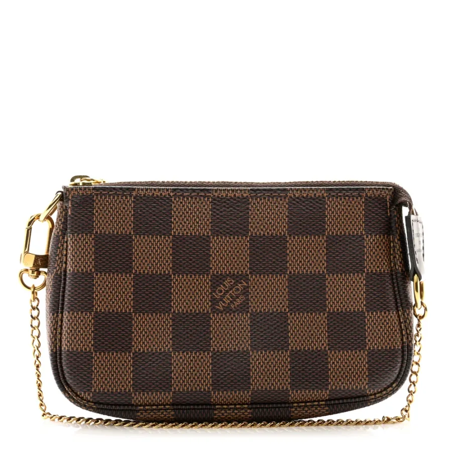 Louis Vuitton Mini Pochette Accessoires Damier Ebene Canvas Gold Hardware