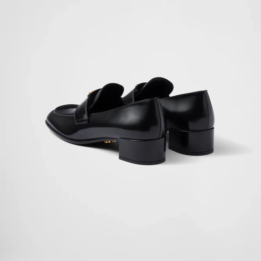 PRADA Black shiny leather loafers