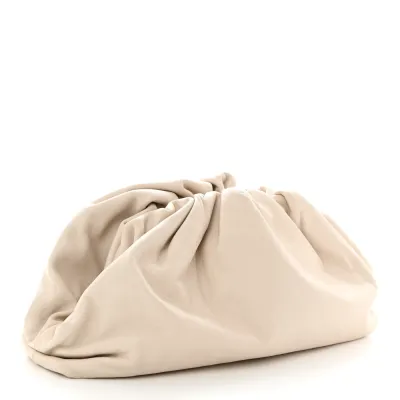 Bottega Veneta Oversized The Pouch Clutch Mist Smooth Butter Calf Leather