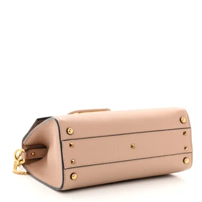 Valentino Garavani Small VSLING Top Handle Bag Poudre Grainy Calfskin Leather Gold Hardware