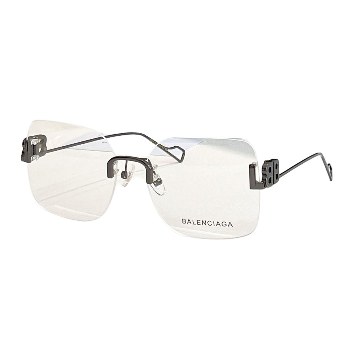 Óculos de armação quadrada Balenciaga preto/cobre/ouro/ouro rosa/prata lente transparente Tamanho 59口17-140