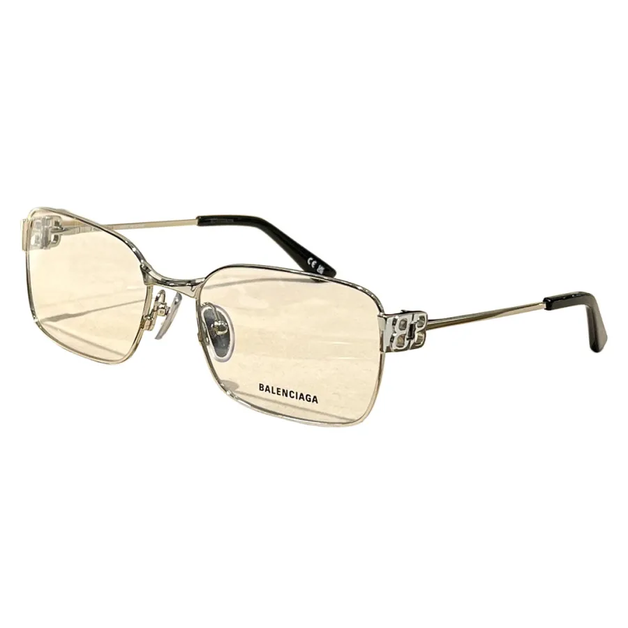 Balenciaga square frame glasses gold/silver color transparent lens Size 57-18-145