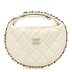 Chanel Chain Around Pouch Small White Quilted Lambskin Leather Light Gold Hardware