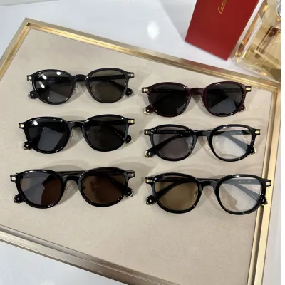 Cartier Boston frame glasses leopard/black grey/black brown/black gold/black silver/burgundy color Size 51口23-145
