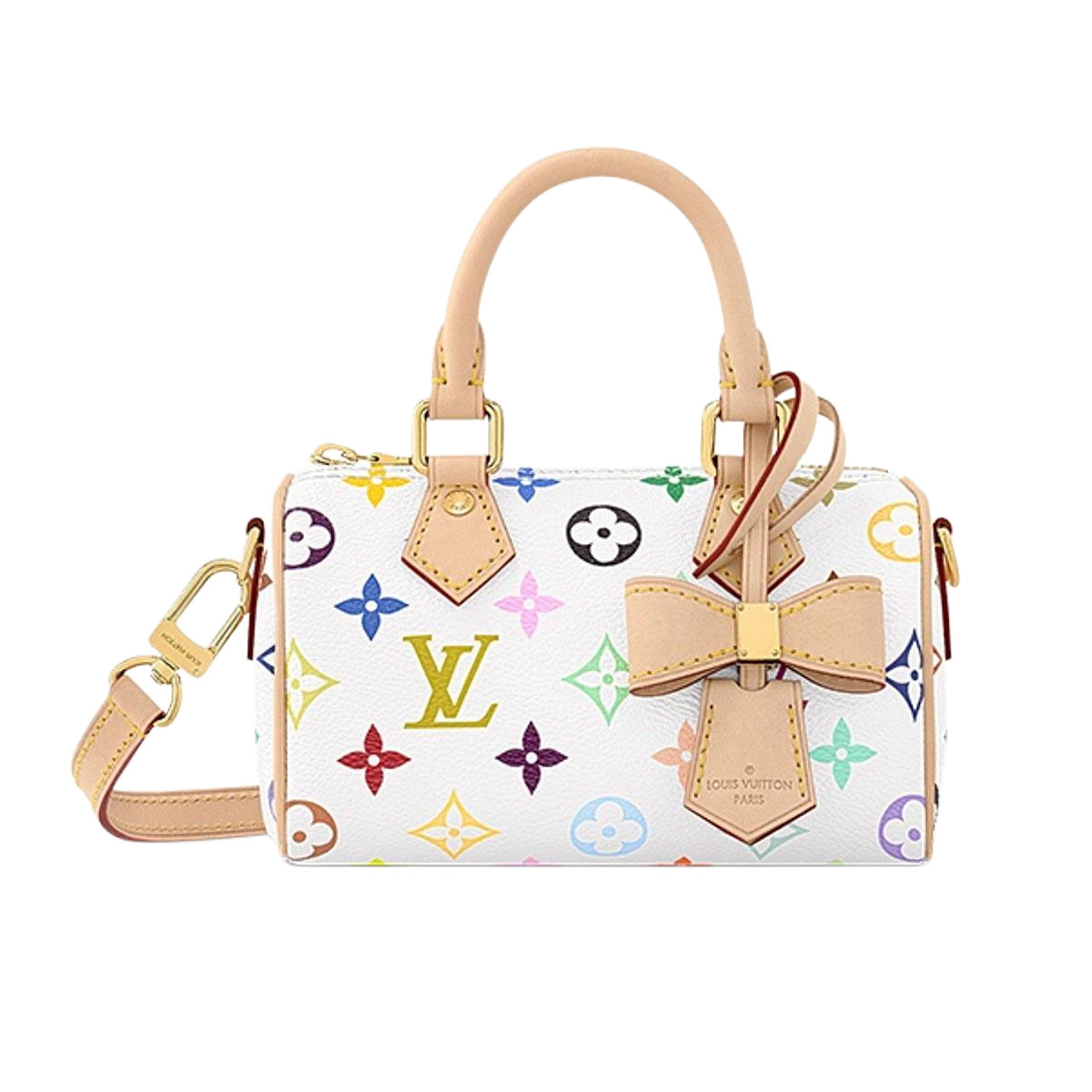 LOUIS VUITTON x Takashi Murakami NANO SPEEDY alça de ombro ajustável branco Bolsas de Alça Superior / Bolsas Transversais