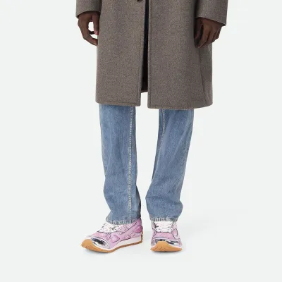 Bottega Veneta Orbit Sneakers In Silver/Pink Technical Fabric And Mesh Lace-Up Sneaker