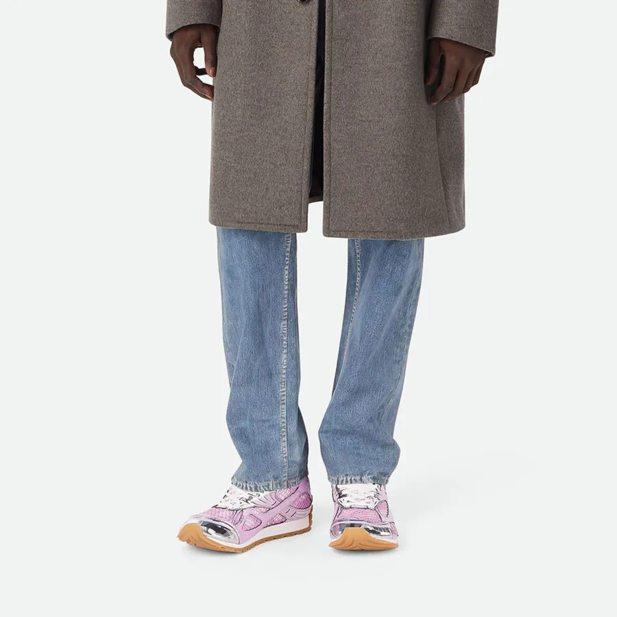 Bottega Veneta Orbit Sneakers In Silver/Pink Technical Fabric And Mesh Lace-Up Sneaker